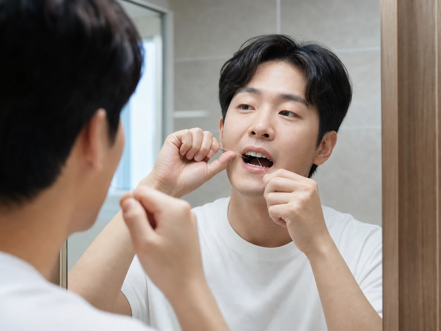 어금니 사이 잇몸 통증 자가 관찰과 상담 장면